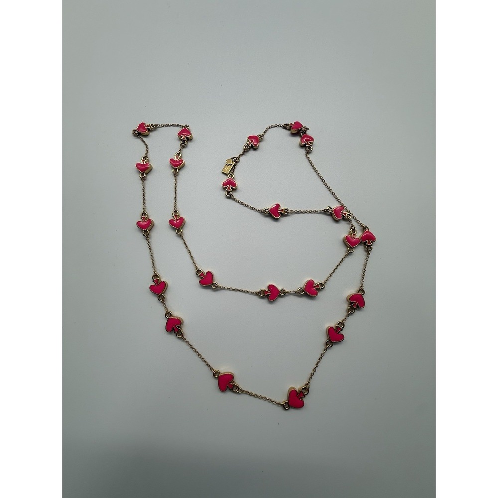 Kate Spade Gold‎ Necklace With Pink Heart Charms